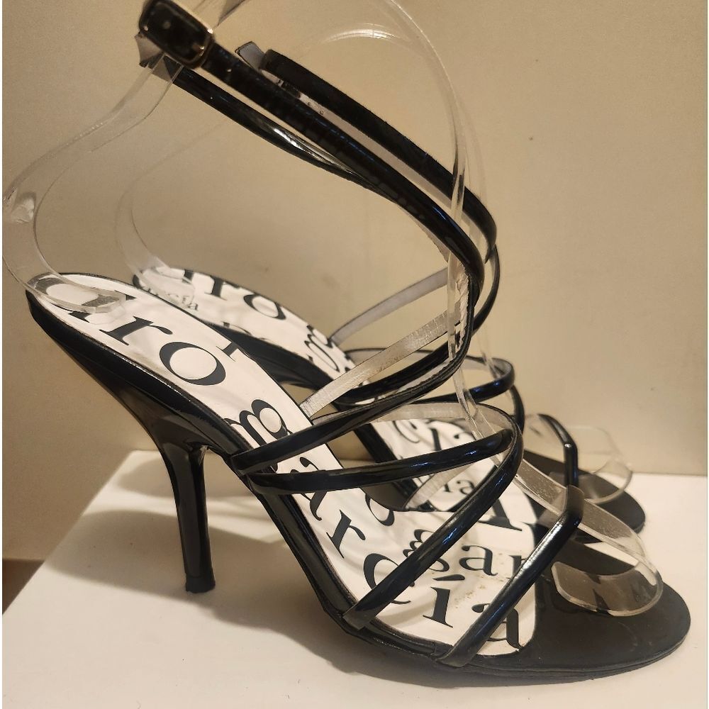 Pedro Garcia Black Patent Leather Strappy Stiletto Heel Sandals Sz.6/37 Ret.$695
